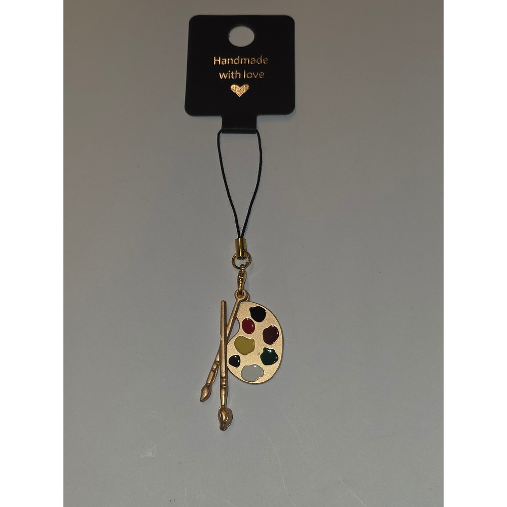 Artist Paint & Brush Phone Charm Handmade - Picture 2 of 3